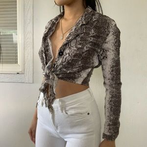 Snake print crop shirt